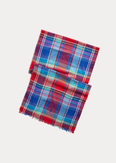 Bufandas Polo Ralph Lauren Hombre Morados / Rojos - Plaid Cotton-Blend - KUQBL5927